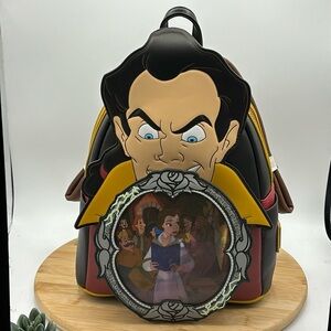 NWT Disney Loungefly Beauty and the Beast Gaston Villains Scene Mini Backpack